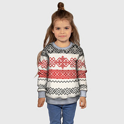 Свитшот детский Славянский узор красно-черный, цвет: 3D-меланж — фото 2