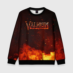 Свитшот детский Valheim огненный лого, цвет: 3D-черный