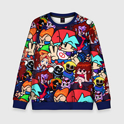 Свитшот детский Friday Night Funkin все герои, цвет: 3D-синий