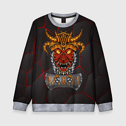 Свитшот детский Valheim тотем викинга, цвет: 3D-меланж
