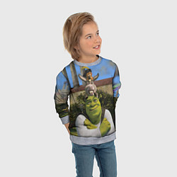 Свитшот детский Шрек, Кот и Осёл, цвет: 3D-меланж — фото 2