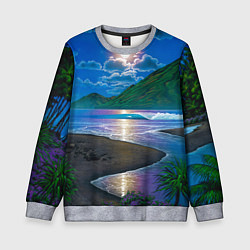 Свитшот детский Гавайский пейзаж, цвет: 3D-меланж