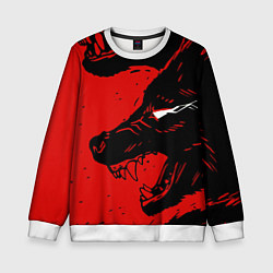 Свитшот детский Красный волк 3D, цвет: 3D-белый