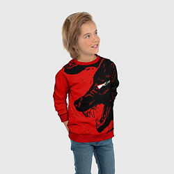 Свитшот детский Красный волк 3D, цвет: 3D-красный — фото 2