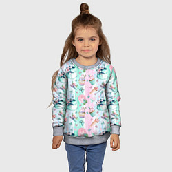Свитшот детский Сладости и бабочки Акварель, цвет: 3D-меланж — фото 2