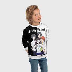 Свитшот детский Корзинка фруктов персонажи, цвет: 3D-белый — фото 2