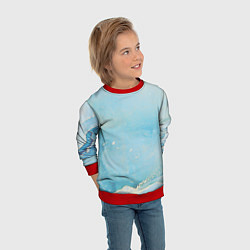 Свитшот детский Голубая Акварель, цвет: 3D-красный — фото 2