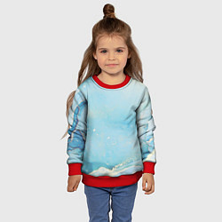 Свитшот детский Голубая Акварель, цвет: 3D-красный — фото 2