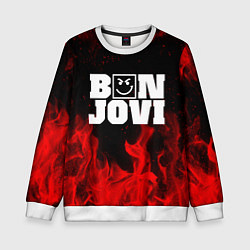 Свитшот детский BON JOVI HAVE A NICE DAY FIRE ОГОНЬ, цвет: 3D-белый