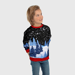 Свитшот детский Снежная ночь в зимнем лесу, цвет: 3D-красный — фото 2