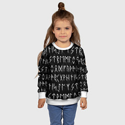 Свитшот детский СЛАВЯНСКИЕ СКАНДИНАВСКИЕ РУНЫ РУНИЧЕСКИЙ АЛФАВИТ, цвет: 3D-белый — фото 2