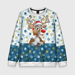 Свитшот детский Весёлый Оленёнок, цвет: 3D-белый