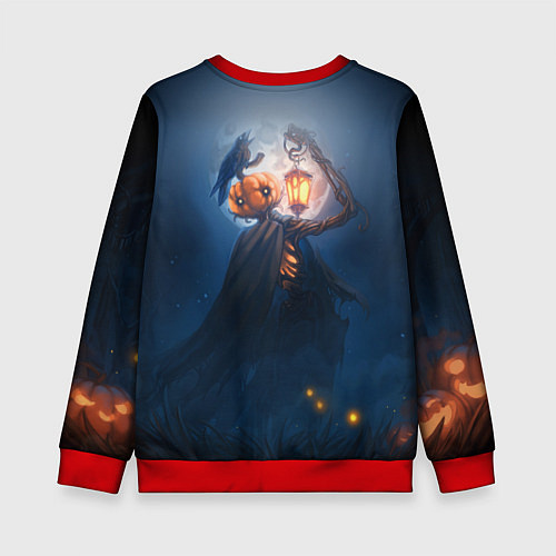 Детский свитшот ТЫКВИННЫЙ МОНСТР В ТУМАНЕ ХЕЛЛОУИН / 3D-Красный – фото 2