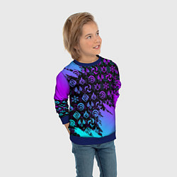 Свитшот детский GENSHIN NEON PATTERN SYMBOL НЕОН ЭМБЛЕМЫ, цвет: 3D-синий — фото 2