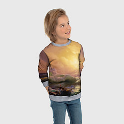 Свитшот детский Шторм в море девятый вал, цвет: 3D-меланж — фото 2