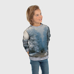 Свитшот детский Зимний пейзаж картина маслом, цвет: 3D-меланж — фото 2