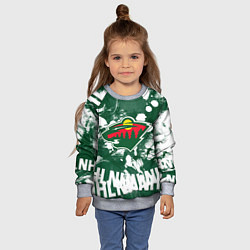 Свитшот детский Minnesota Wild, Миннесота Уайлд, цвет: 3D-меланж — фото 2