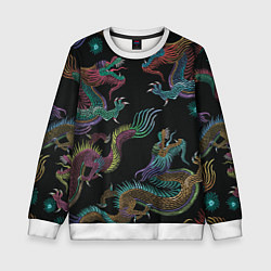 Свитшот детский Цветные драконы, цвет: 3D-белый