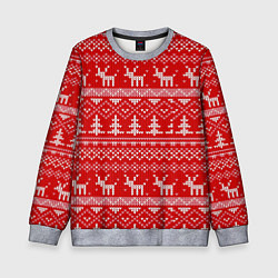 Свитшот детский Новогодний узор с оленями и елкой, цвет: 3D-меланж