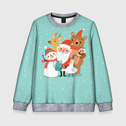 Свитшот детский Звери и Дед Мороз, цвет: 3D-меланж