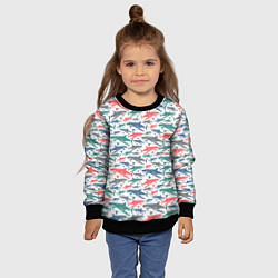 Свитшот детский Разноцветные Акулы, цвет: 3D-черный — фото 2