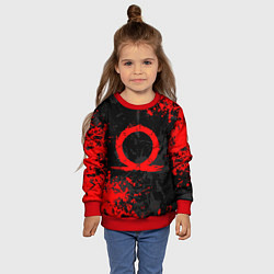 Свитшот детский GOD OF WAR LOGO RED, БРЫЗГИ КРАСОК, цвет: 3D-красный — фото 2