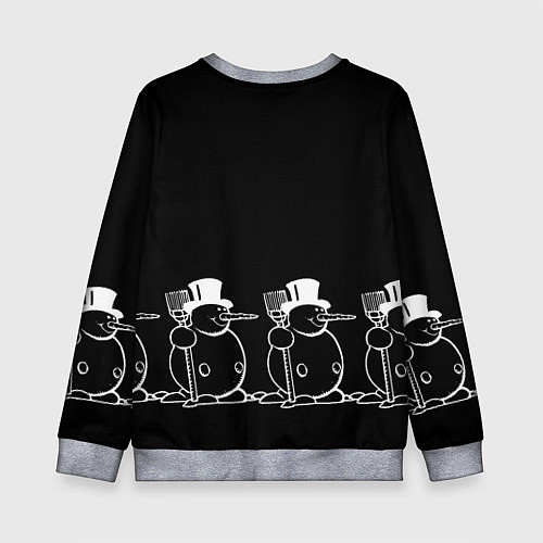 Детский свитшот Снеговик на черном фоне / 3D-Меланж – фото 2