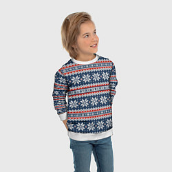Свитшот детский Knitted Christmas Pattern, цвет: 3D-белый — фото 2