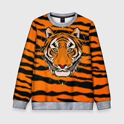 Свитшот детский Тигр настоящий хищник, цвет: 3D-меланж