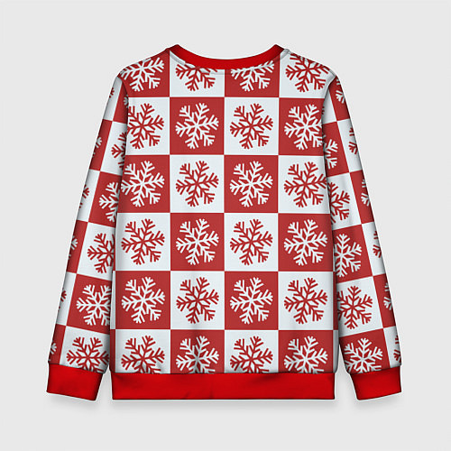 Детский свитшот Шахматные Снежинки / 3D-Красный – фото 2