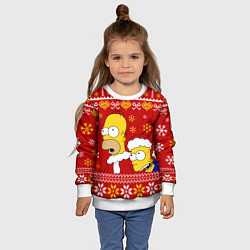 Свитшот детский Новогодний Гомер и Барт Симпсоны, цвет: 3D-белый — фото 2