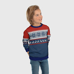 Свитшот детский НОВОГОДНИЙ УЗОР С ОЛЕНЯМИ, цвет: 3D-синий — фото 2