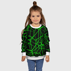 Свитшот детский Зеленые Полигоны Матрица, цвет: 3D-белый — фото 2