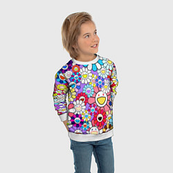Свитшот детский Цветы Takashi Murakami, цвет: 3D-белый — фото 2