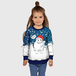 Свитшот детский НОВОГОДНИЙ КОТ БЕНДЕР МЕМ, цвет: 3D-синий — фото 2