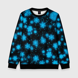 Свитшот детский НОВОГОДНИЕ НЕОНОВЫЕ СНЕЖИНКИ 2022 НОВЫЙ ГОД, цвет: 3D-черный