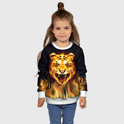 Свитшот детский Тигр В Пламени, цвет: 3D-белый — фото 2