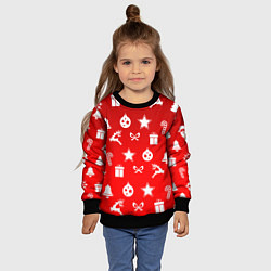 Свитшот детский Новогодний узор красный градиент, цвет: 3D-черный — фото 2