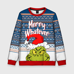 Свитшот детский MERRY WHATEVER GRINCH, цвет: 3D-красный