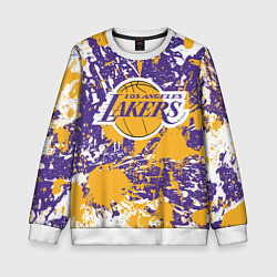 Свитшот детский LAKERS ФИРМЕННЫЕ ЦВЕТА БРЫЗГИ КРАСОК LA, цвет: 3D-белый