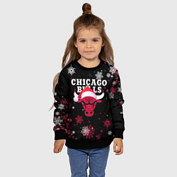 Свитшот детский НОВОГОДНИЙ CHICAGO BULLS 2022 СНЕЖИНКИ, цвет: 3D-черный — фото 2