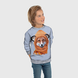 Свитшот детский Рыжий лис в шапке, цвет: 3D-меланж — фото 2