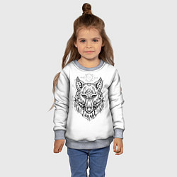 Свитшот детский Волчий портрет, цвет: 3D-меланж — фото 2