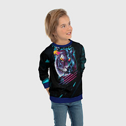 Свитшот детский Разноцветный тигр, цвет: 3D-синий — фото 2