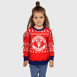 Свитшот детский FC Manchester United: Новогодний узор, цвет: 3D-синий — фото 2
