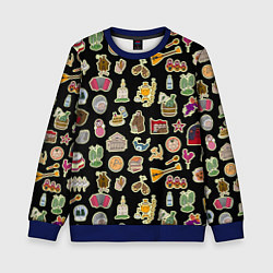 Свитшот детский Россия и СССР паттерн, цвет: 3D-синий