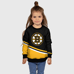 Свитшот детский Бостон Брюинз, Boston Bruins Диагональные полосы, цвет: 3D-черный — фото 2