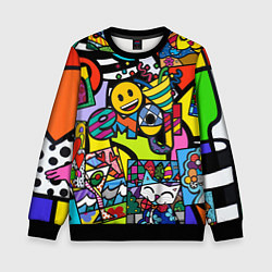 Свитшот детский Romero Britto - emoji, цвет: 3D-черный