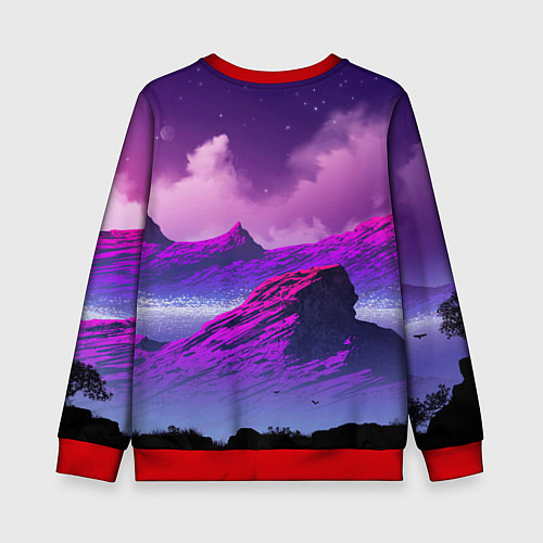 Детский свитшот Горы Закат Аниме / 3D-Красный – фото 2