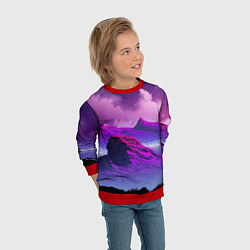 Свитшот детский Горы Закат Аниме, цвет: 3D-красный — фото 2